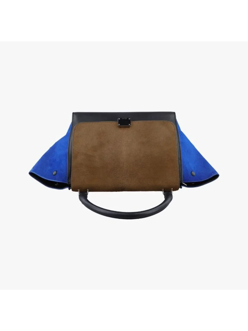 Celine Trapeze Black Brown Blue Calf Hair Shoulder